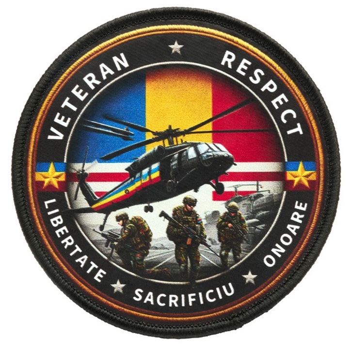 Patch Respect Pentru Veterani, 8.5 CM Diametru, Claritate Impecabila, Cu Aplicare Cu Scai, Accesorii Cusut