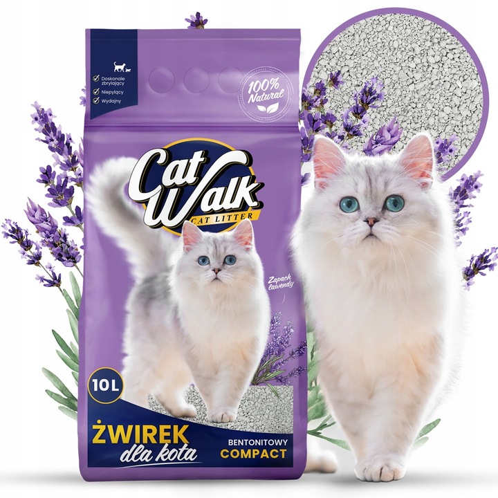 Asternut pisici Catwalk Compact, bentonit, lavanda, 10L