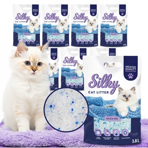Asternut igienic pentru pisici Silky, silicat, set de 8x3.8L, fara miros, 30.4L, antibacterian