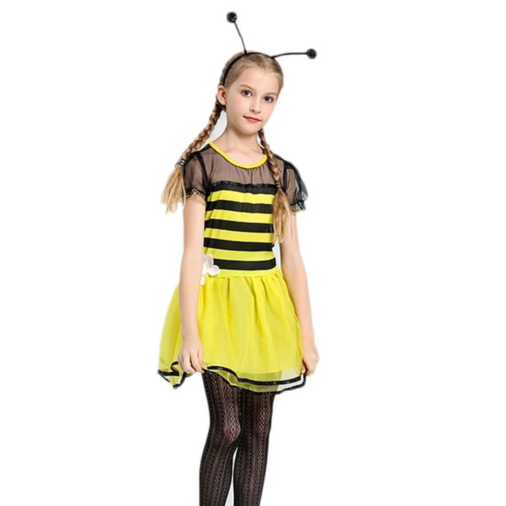 Costum albina, rochita cu bentita si aripioare, marimea S, 4-6 ani