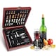 Set de sah si set de vin doua in unu, set de 9 piese, 32 de piese de sah, Fudisenn, desfacator de sticle, din lemn si otel inoxidabil, cadou pentru barbati, multicolor