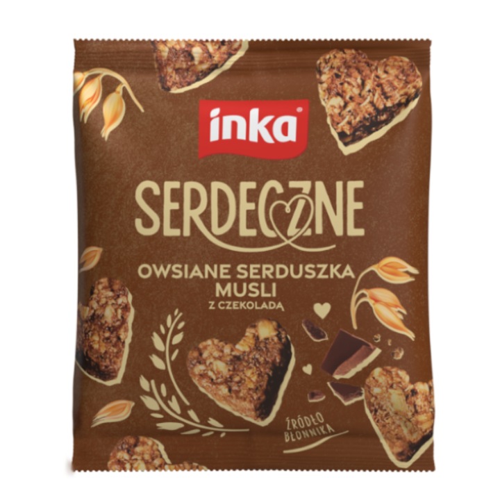 Muesli Inka Hearty cu Inimi de Ovaz si Ciocolata, 50g