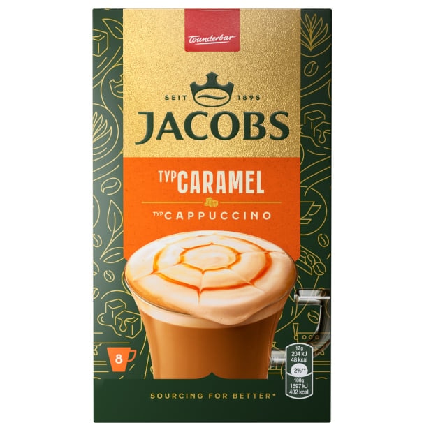 Cafea instant Jacobs 3 in 1, Caramel, 16.8 g x 10 plicuri - eMAG.ro