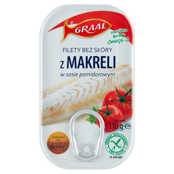 Fileuri de macrou fara piele in sos de rosii Graal 110 g