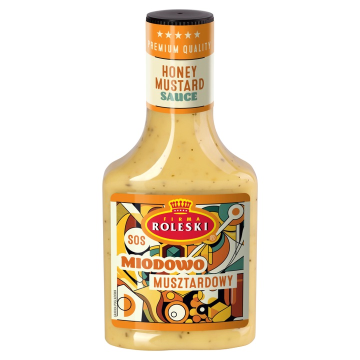 Sos de muștar cu miere Roleski 300g, cu ulei de floarea soarelui, miere și condimente