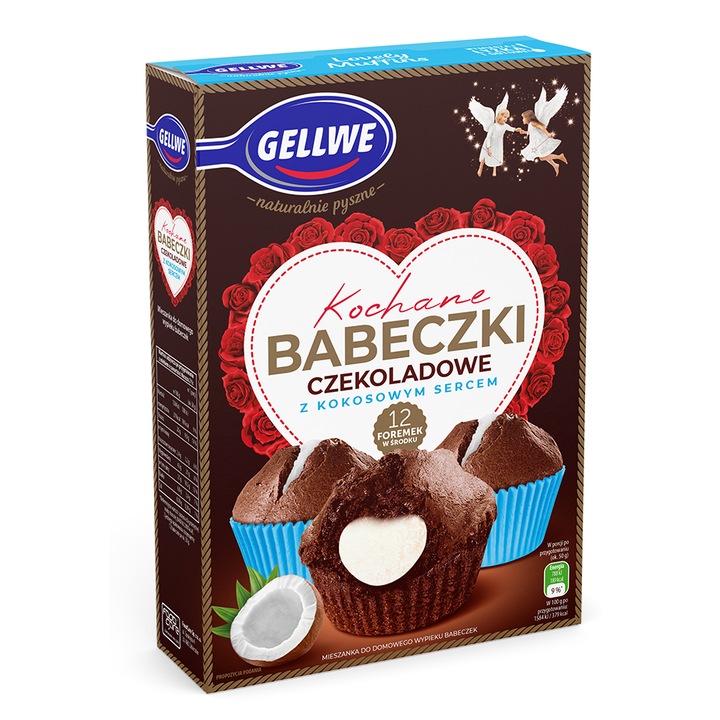 Gellwe Darling Briose cu ciocolata si inima de cocos 311 g
