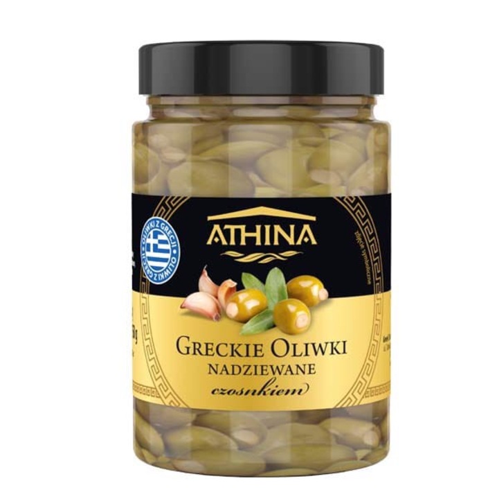 Athina Masline verzi cu umplutura cu aroma de usturoi 300 g