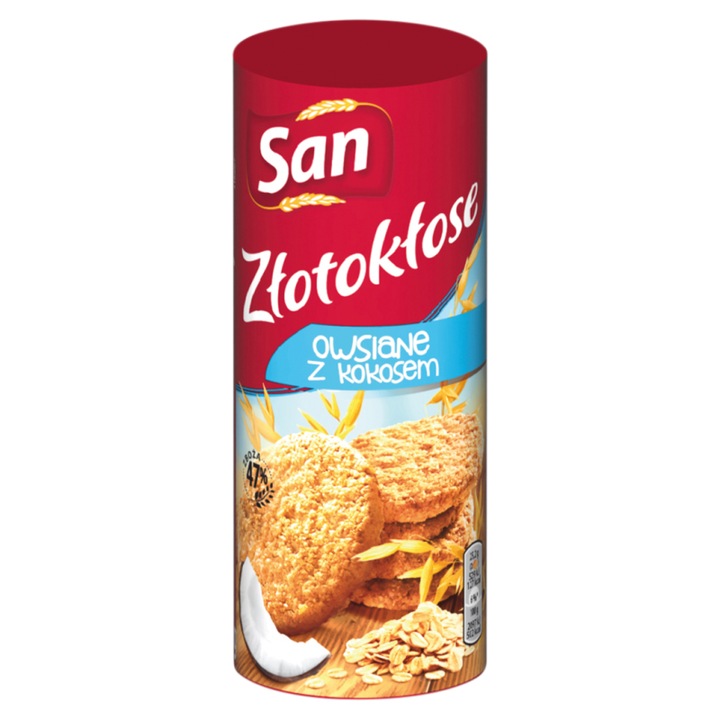 Fursecuri din ovaz cu nuca de cocos San Zlotoklose 188 g