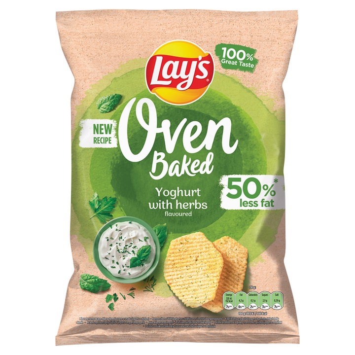 Chipsuri Lay's Oven Baked, iaurt cu ierburi, 110 g