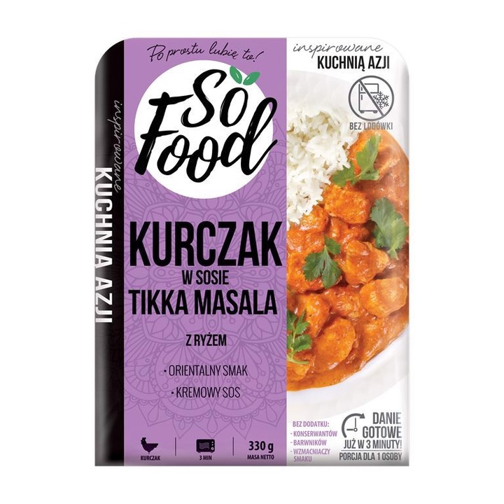 Pui in sos tikka masala cu orez So Food 330 g