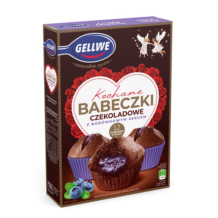Gellwe Darling Mix Cupcakes cu ciocolata si inima de afine 311 g