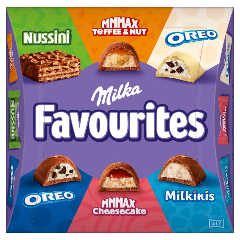 Mix de Dulciuri Mondelez Milka Favourites, ciocolată umplută și