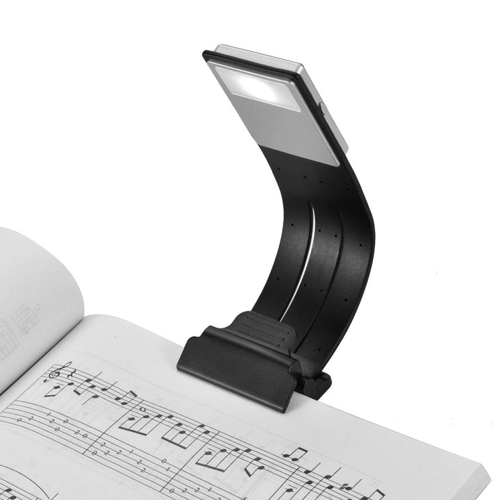 Лампа за четене с щипка, LED, 4 нива на яркост, черна, 24x4,1x1,8 см