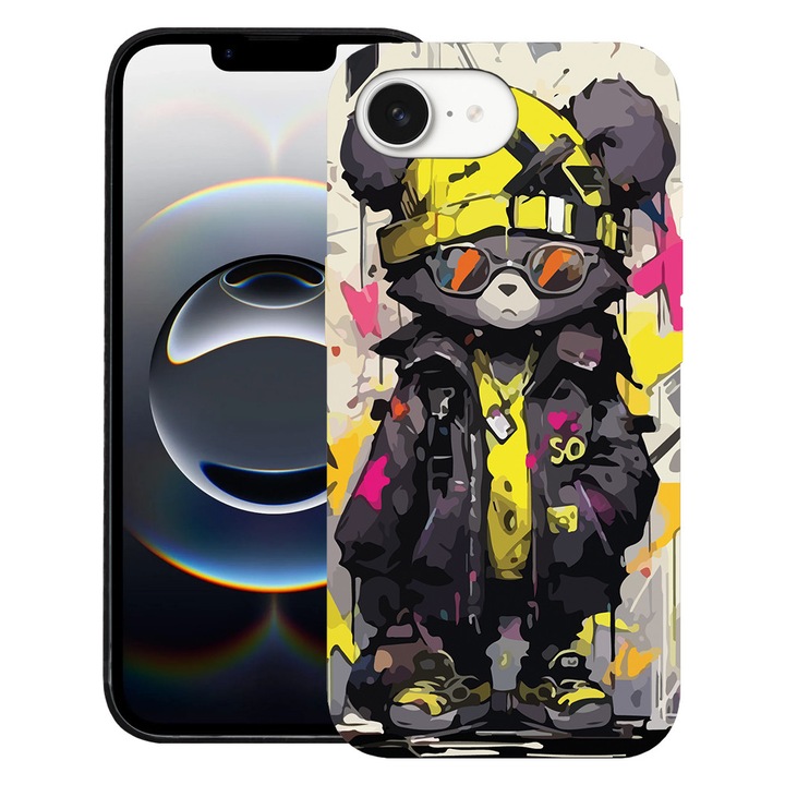 BestCase® Husa pentru Apple iPhone 16e, Premium Slim Silicon 1.2MM, Teddy Bear Pastel colors, Microfibra in interior, Antisoc, Protectie camera si ecran, 1996676 PB 1465