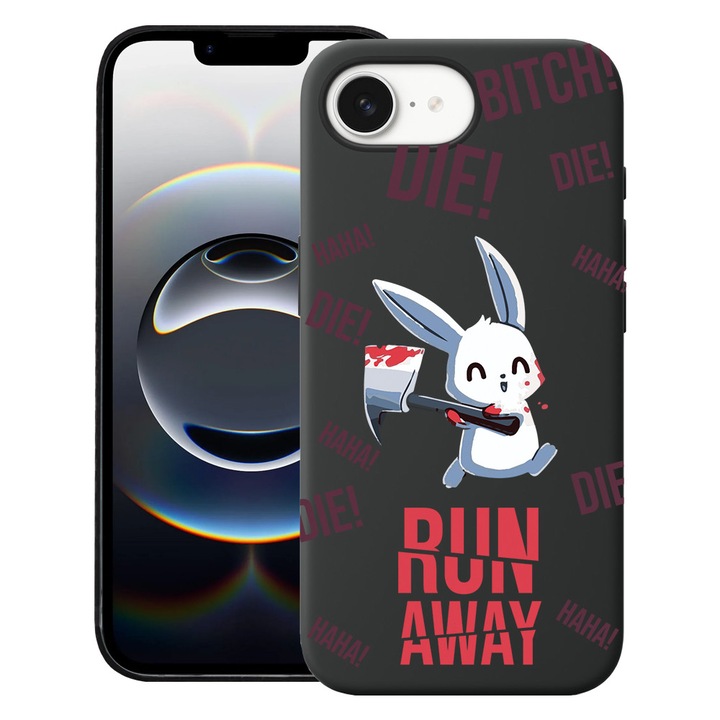BestCase® Husa pentru Apple iPhone 16e, Premium Slim Silicon 1.2MM, Run away!, Microfibra in interior, Antisoc, Protectie camera si ecran, 1996676 PB 1463