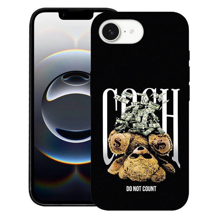 BestCase® Husa pentru Apple iPhone 16e, Premium Slim Silicon 1.2MM, Teddy Bear Money, Microfibra in interior, Antisoc, Protectie camera si ecran, 1996676 PB 1460