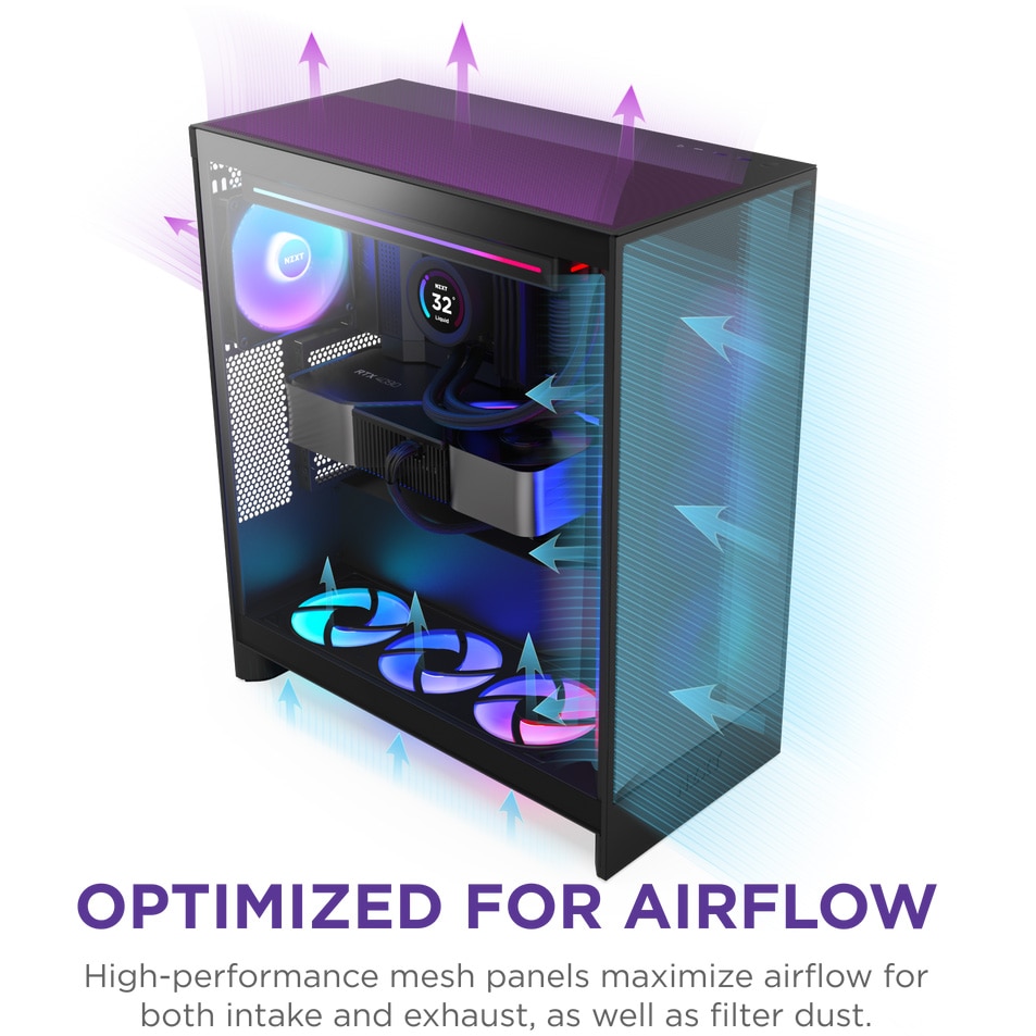 Carcasa NZXT H7 Flow RGB (2024), Mid-Tower, ATX, Negru - eMAG.ro