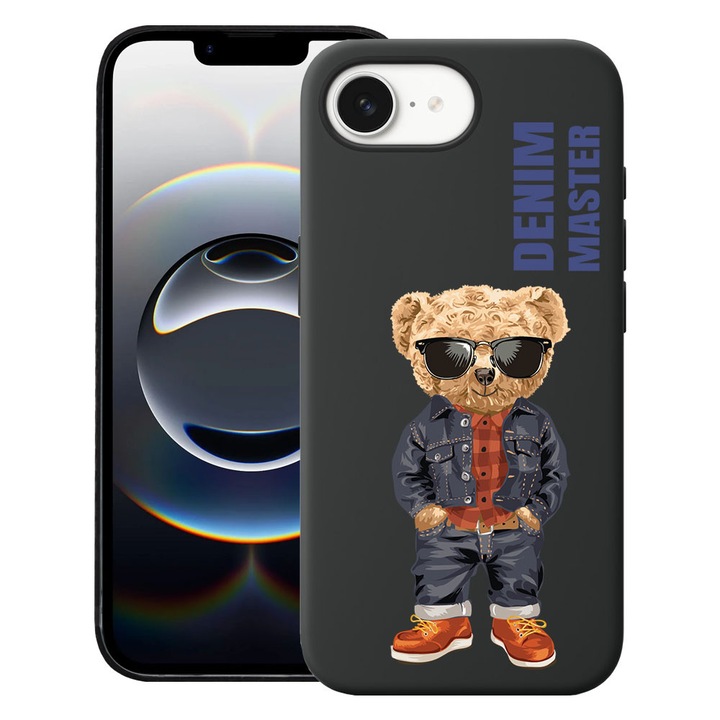 BestCase® Husa pentru Apple iPhone 16e, Premium Slim Silicon 1.2MM, Denim Master - Teddy Bear, Microfibra in interior, Antisoc, Protectie camera si ecran, 1996676 PB 927