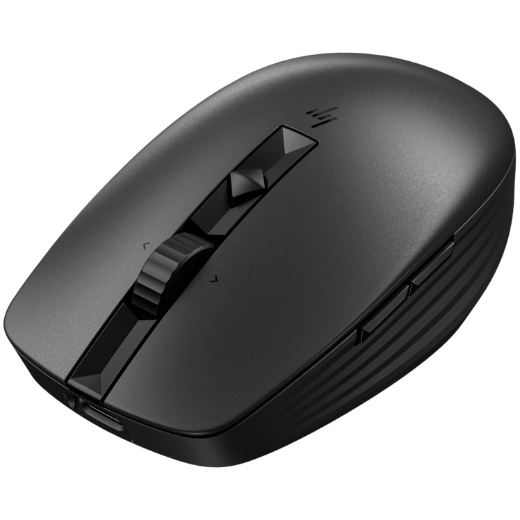 Mouse wireless silentios HP 710, reincarcabil ultra-rapid, silentios, design ergonomic ambidextru, 6 butoane programabile, 3000 DPI, autonomie max. 3 luni, 50% plastic reciclat pos