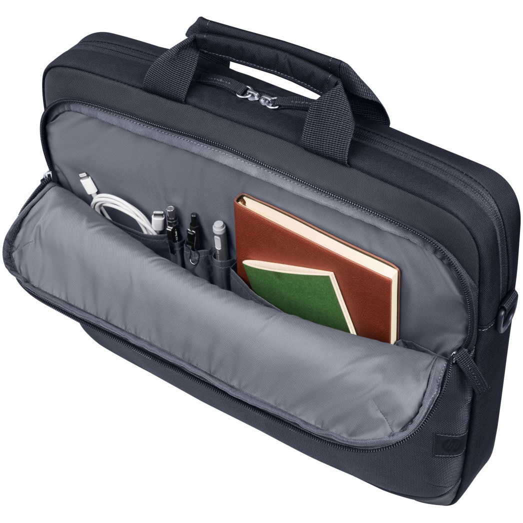 Geanta laptop HP Everyday 14 Odyssey, poliester durabil 600D, rezistent la apa, compartiment captusit pentru laptop, 60% plastic reciclat post-consum, gri