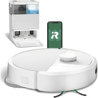 Robot de aspirare cu mop iRobot Roomba Plus 405 Combo + AutoWash dock G185240, navigatie avansata ClearView LiDAR, curatare in patru etape, tehnologia SmartScrub, tehnologie Carpet Detect, aplicatie Roomba HOME, alb
