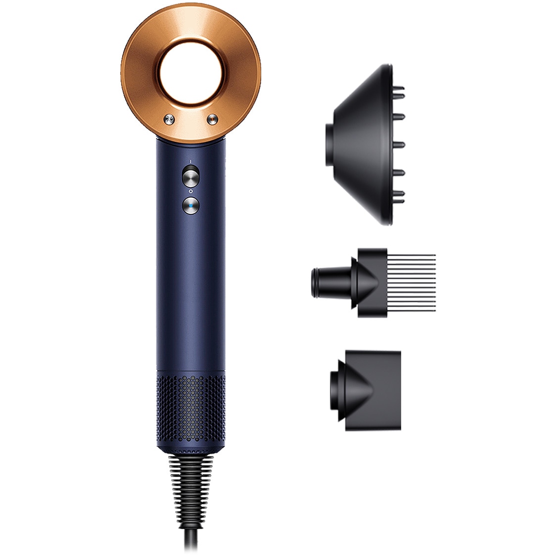 Uscator de par Dyson HD07 Supersonic - Curly+Coily 113312-01, 4 setari de temperatura, Albastru de Prusia/Cupru