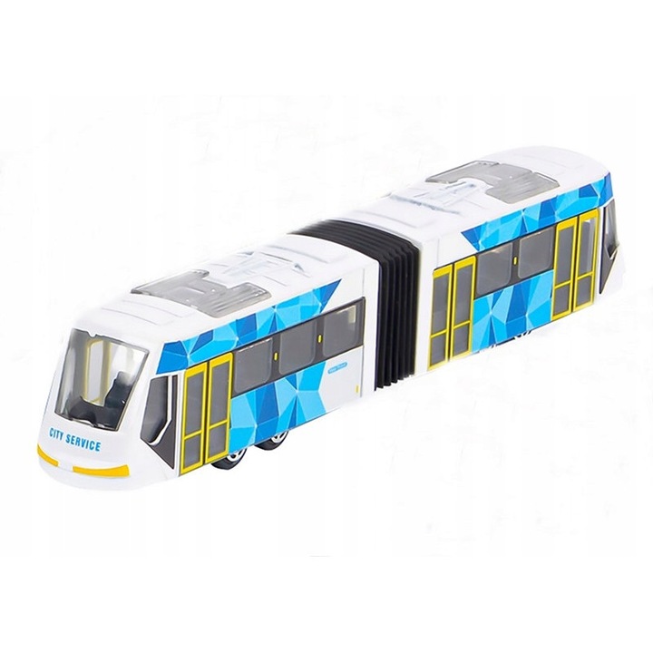 Trenulet de jucarie, Norimpex, modern, alb cu model albastru, 23x5,3x6,9cm