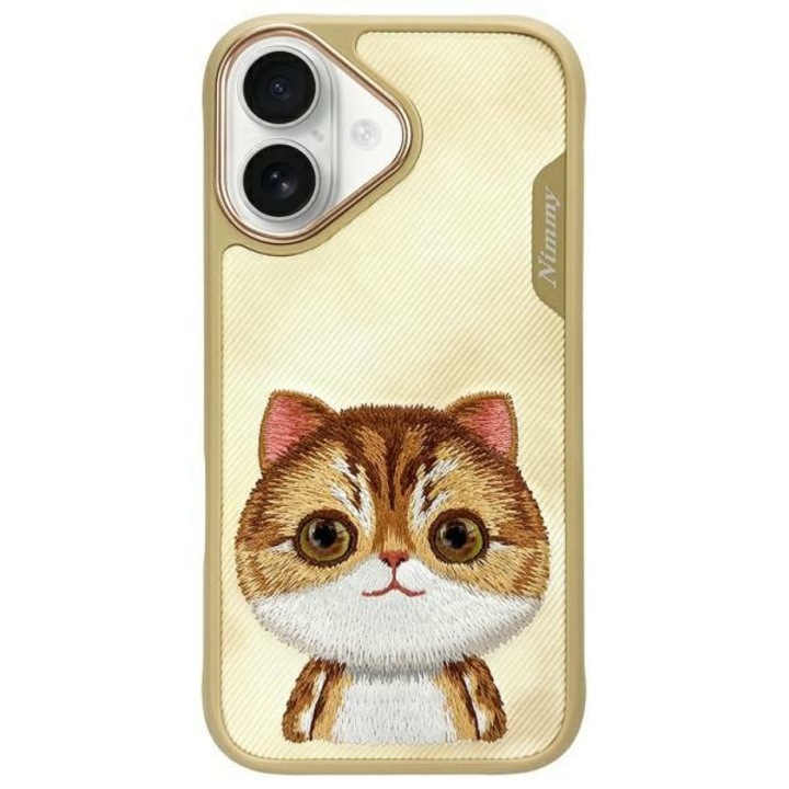 Husa telefon Nimmy, design Big Eyed Pet 2.0, pentru iPhone 16 6.1", TPU, galben/portocaliu