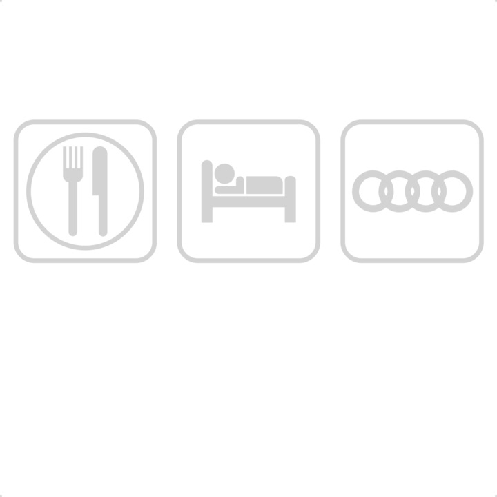 Sticker auto eat sleep audi, Cri Flo, Culoare Alb, Marime 21 cm