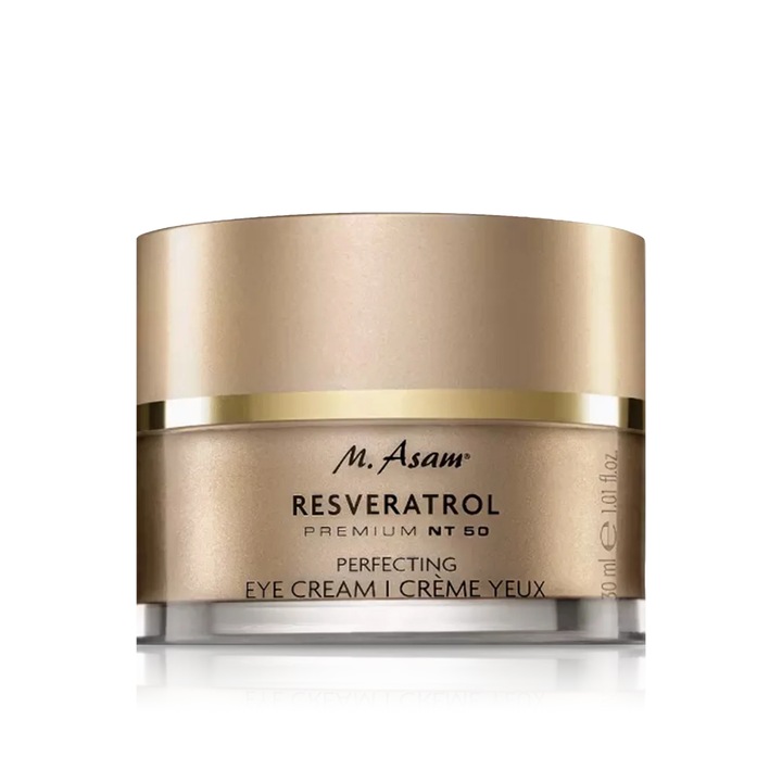 Szemkörnyékápoló krém koncentrált resveratrol tartalmú, m.Asam, értékes növényi olajokkal, hialuronsavval és vitaminokkal, 30 ml