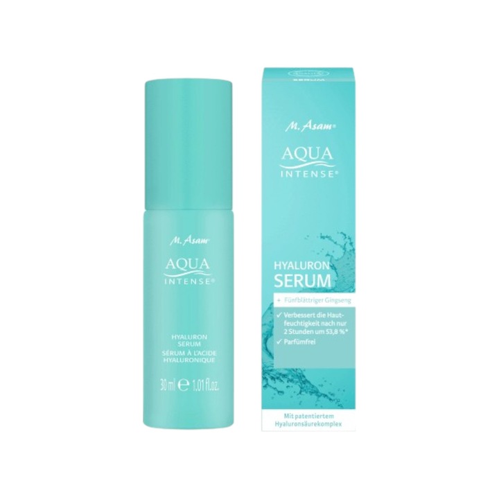 Серум за дълбока хидратация Aqua Intense Serum, m.Asam, 30 мл, Концентриран екстракт от женшен, Хиалуронова киселина и есцин