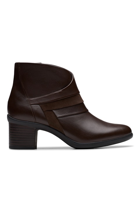 Clarks, Ghete de piele cu toc masiv Shaya-Sky, Maro inchis