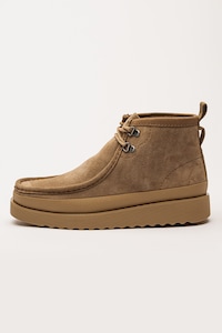 Clarks, Ghete chukka de piele intoarsa Wallabee, Maro taupe deschis, 10.5