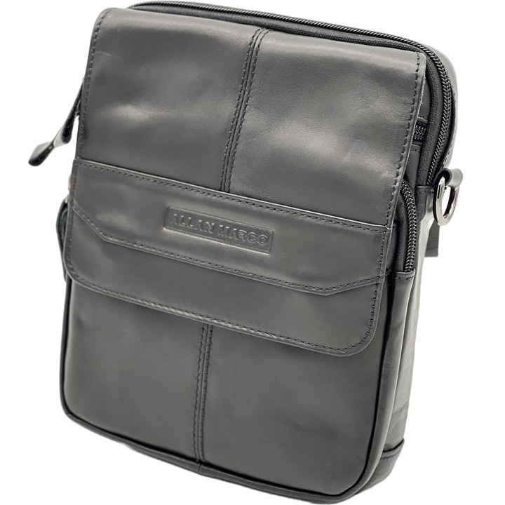 Borsete barbati de Umar din Piele Naturala, Curele Reglabile, 17x22x5 cm