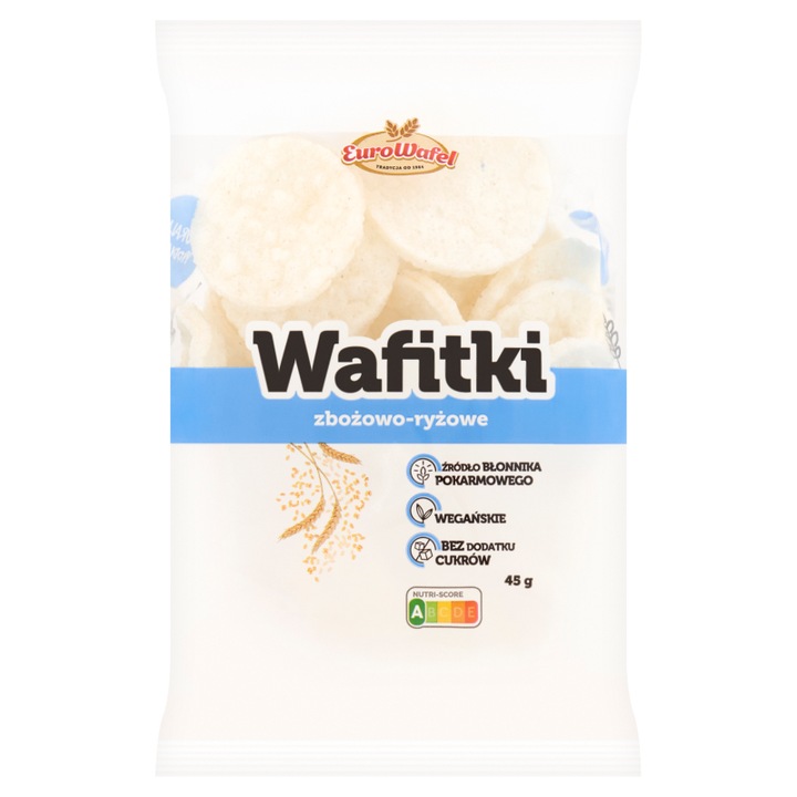 Napolitane Eurowafel cu cereale si orez 45 g