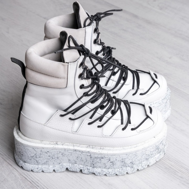 Ghete Exclusives, alb, piele, Alb