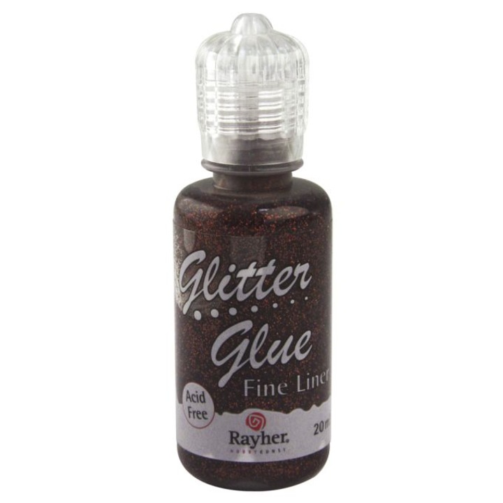 Lipici cu sclipici Rayher, flacon 20 ml, maro inchis