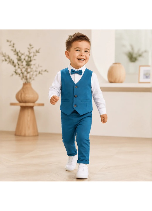 Costum elegant baieti, Kidohug, 4 piese, Albastru inchis
