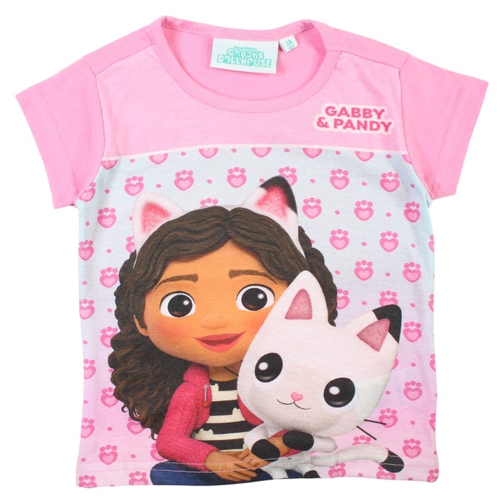 Gyerek póló 100% pamutból, többszínű, Happy Days, Gabby's Dollhouse, Többszínű