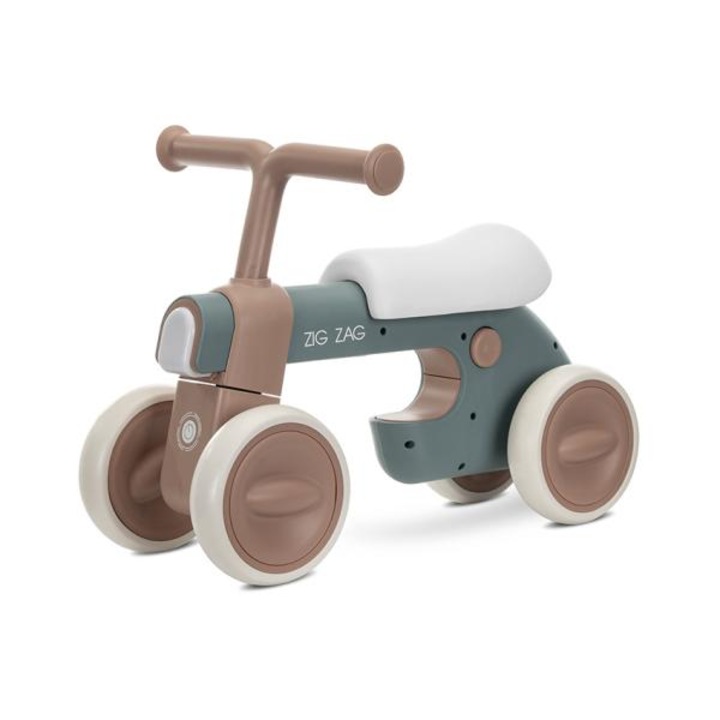 Bicicleta de echilibru, Lorelli, Zig Zag, 12-36 luni, scaun reglabil 2 pozitii, cadru usor si stabil, lumini si muzica, Beige