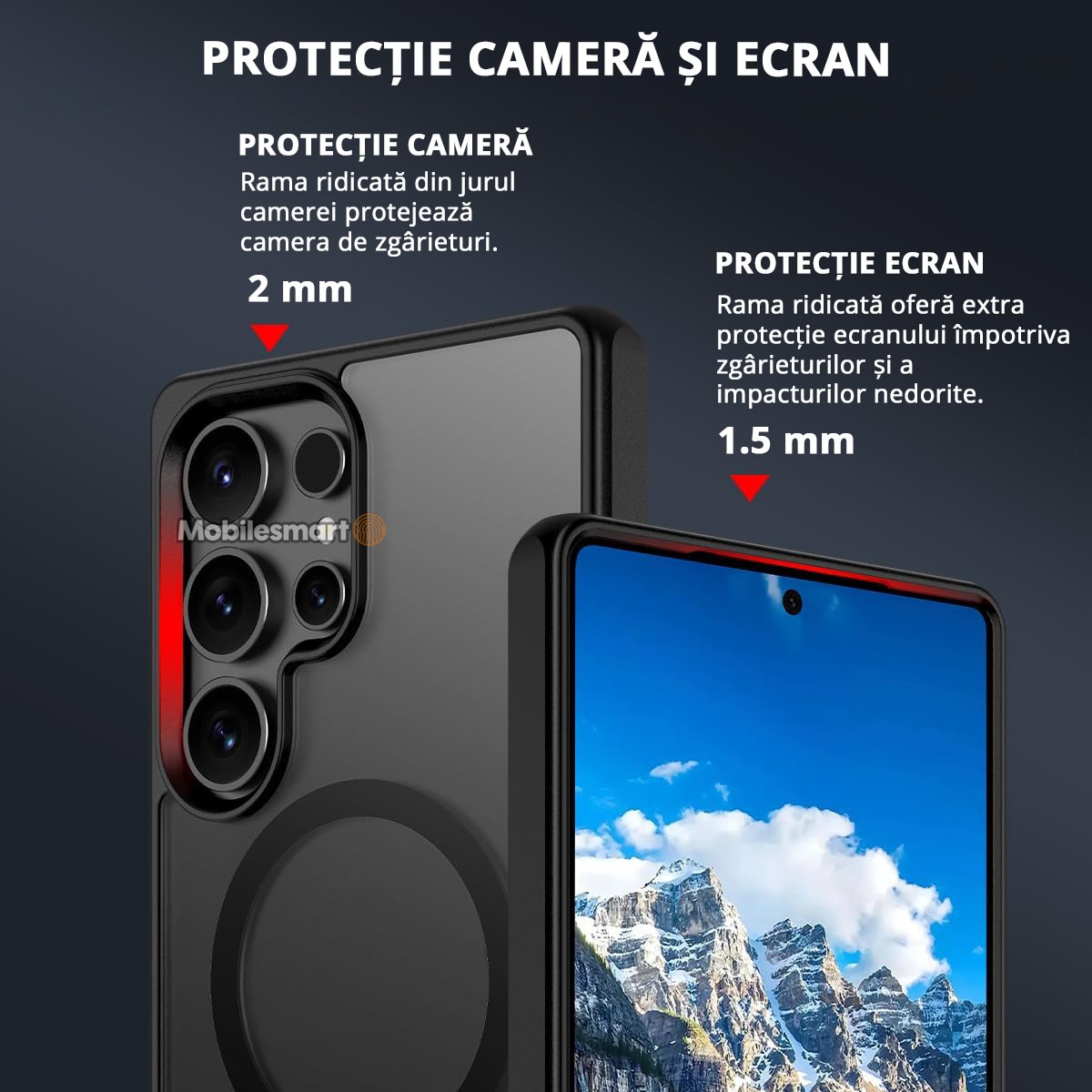 Husa pentru Samsung Galaxy S25 ULTRA, MagSafe, Protectie standard Militar, cu Suport Metalic Incorporat, Negru