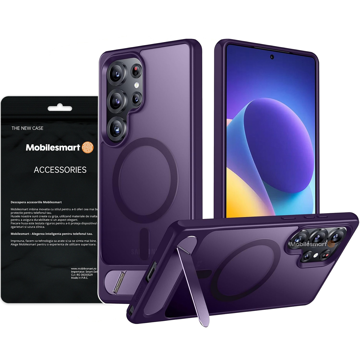 Husa pentru Samsung Galaxy S25 ULTRA, MagSafe, Protectie standard Militar, cu Suport Metalic Incorporat, Violet