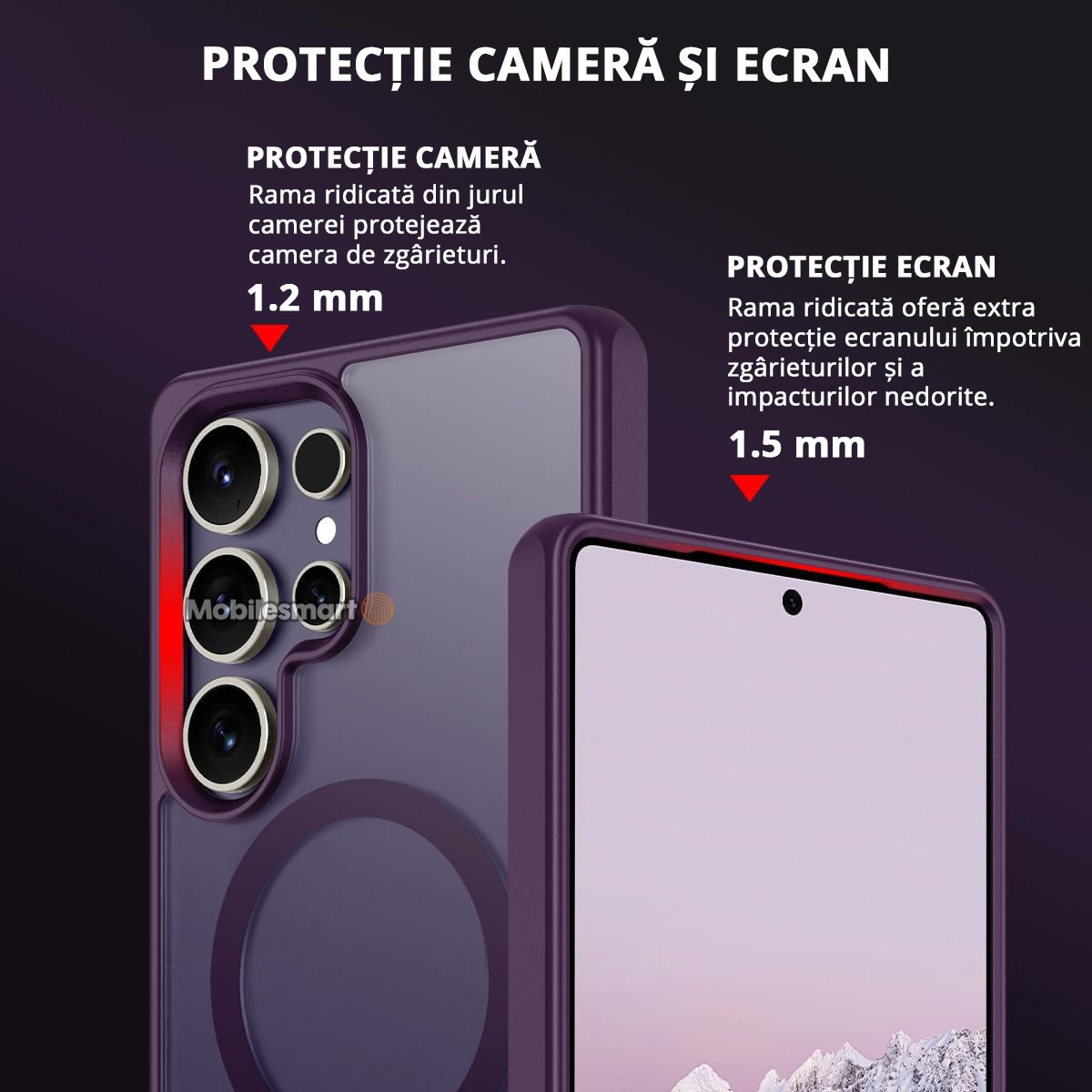Husa pentru Samsung Galaxy S25 ULTRA, MagSafe, Protectie standard Militar, cu Suport Metalic Incorporat, Violet