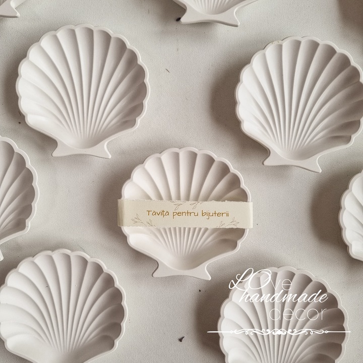 Marturii Nunta/Botez, tavita decor, alba cu efect de marmura SET DE 5 BUC - handmade