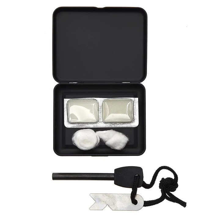 Kit de aprindere a focului FOSCO cu aprindere + 2 cuburi de combustibil + vata