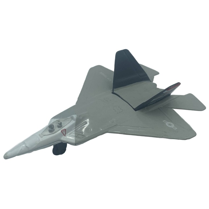 Model avion Lockheed Martin F-22 Raptor, metal, 11,5 cm, set de jucarii Motormax