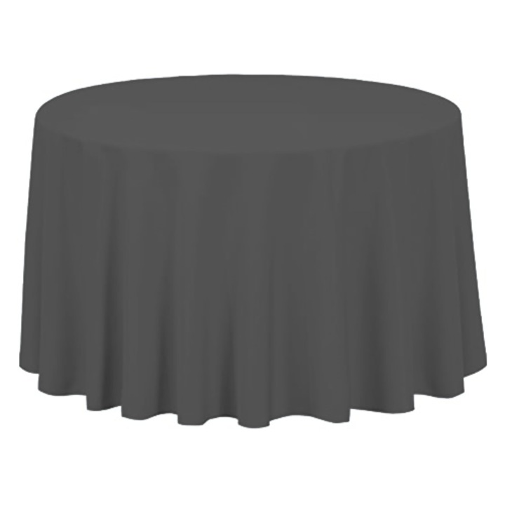 Fata de masa rotunda gri inchis 320cm pentru banchet de nunta
