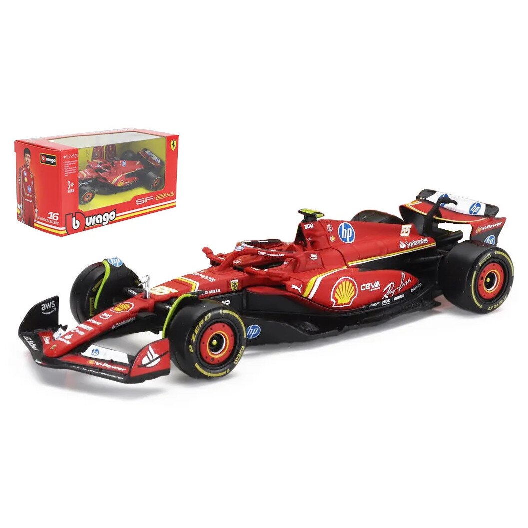 ミニカー FRICTION MOTOR WITH ROARING Ferrari F-1 BBurago Automachetă F1 Ferrari SF-24 2024, Carlos Sainz #55, 1:43