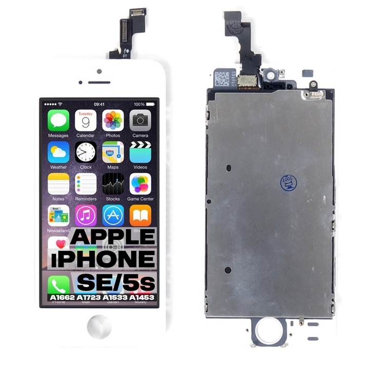 Retina дисплей за Apple iPhone SE/5S, 4", черен, комплект резервни части