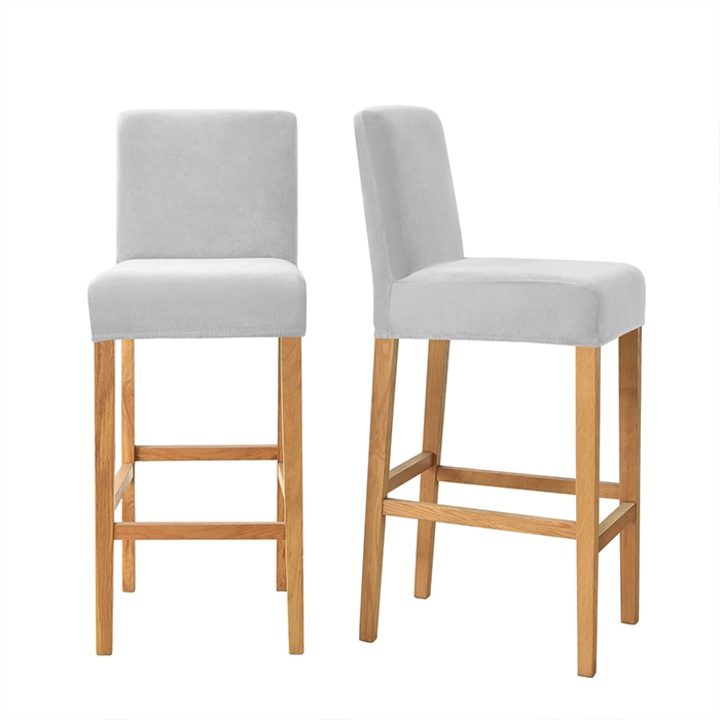 Husa pentru scaun bar hoker, Meble OdNowa, catifea, gri deschis